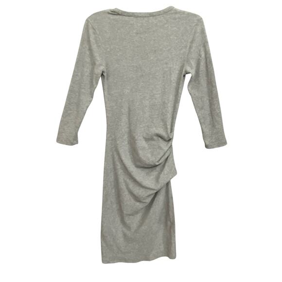 James Perse Ruched 3/4 Sleeves Shirt Dress Gray Women's Size 1 / Small - Picture 2 of 6